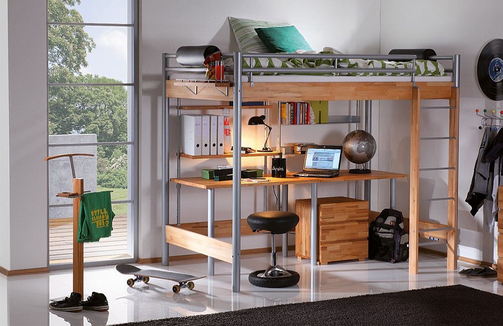 Hochbett mit integriertem Schreibtisch - Space Concept von Hasena