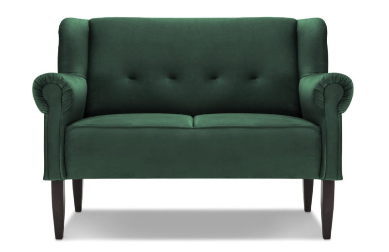 Tischsofa in Dunkelgrün im eleganten Retro-Look
