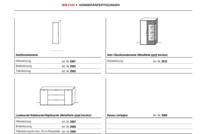 Wöstmann MARKENMÖBEL AKTION: Sonderanfertigungen* ohne Berechnung - Piktogramm Wohnzimmermöbel